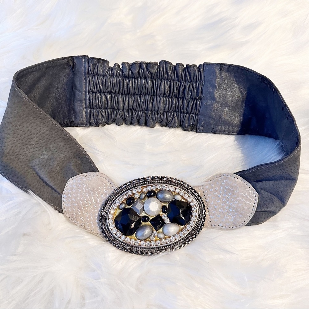 Vintage Chicos Jeweled Buckle Leather Belt Size Small